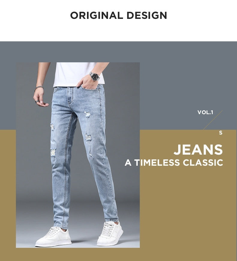 Thin Men's Slim Fit Ripped Leisure Trousers