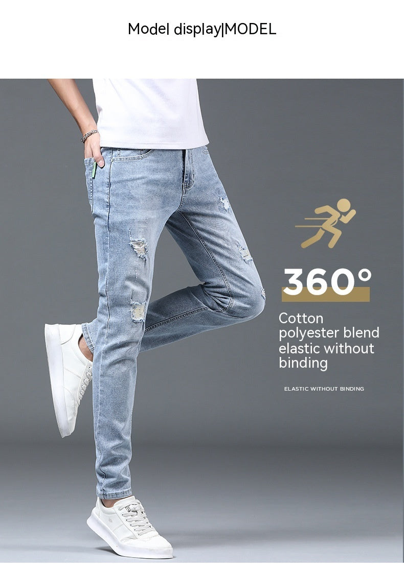 Thin Men's Slim Fit Ripped Leisure Trousers
