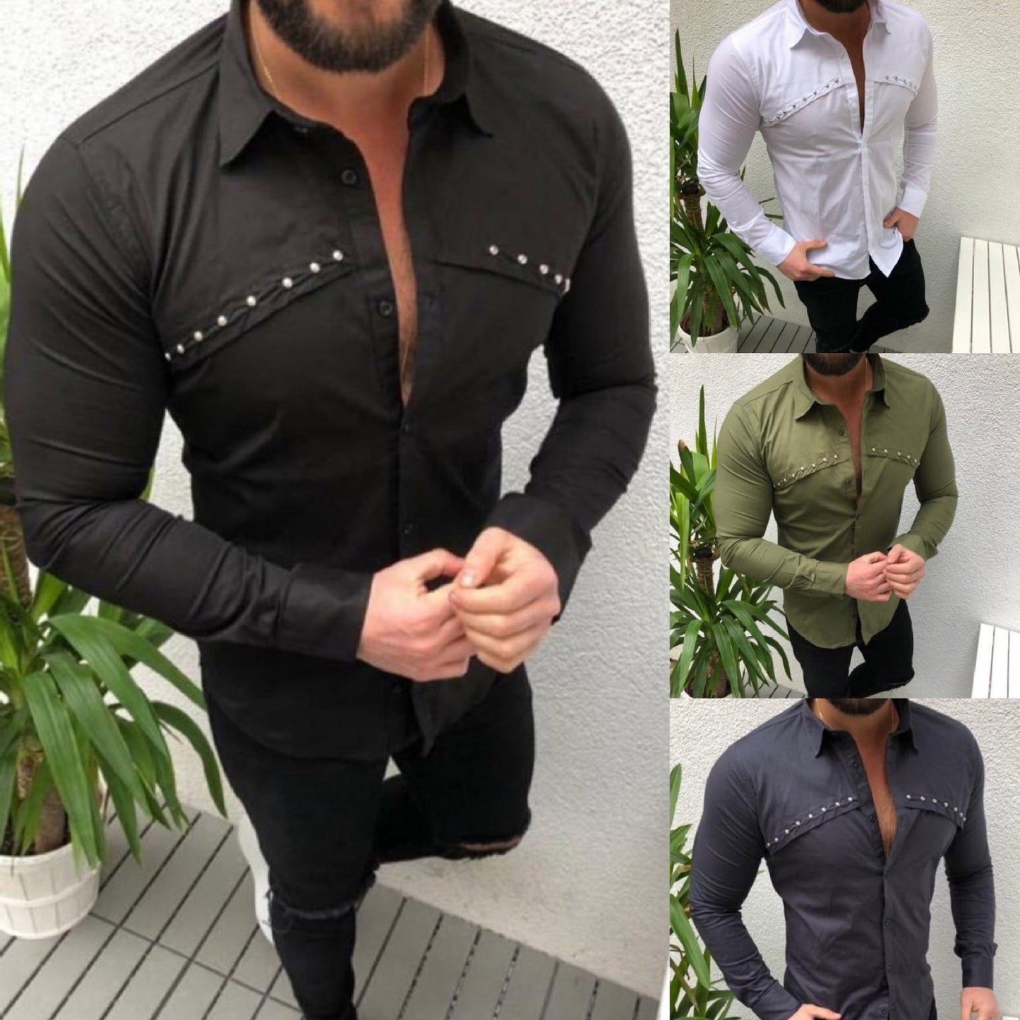 👔 Coastal Calm – Men’s Lapel Cardigan Shirt