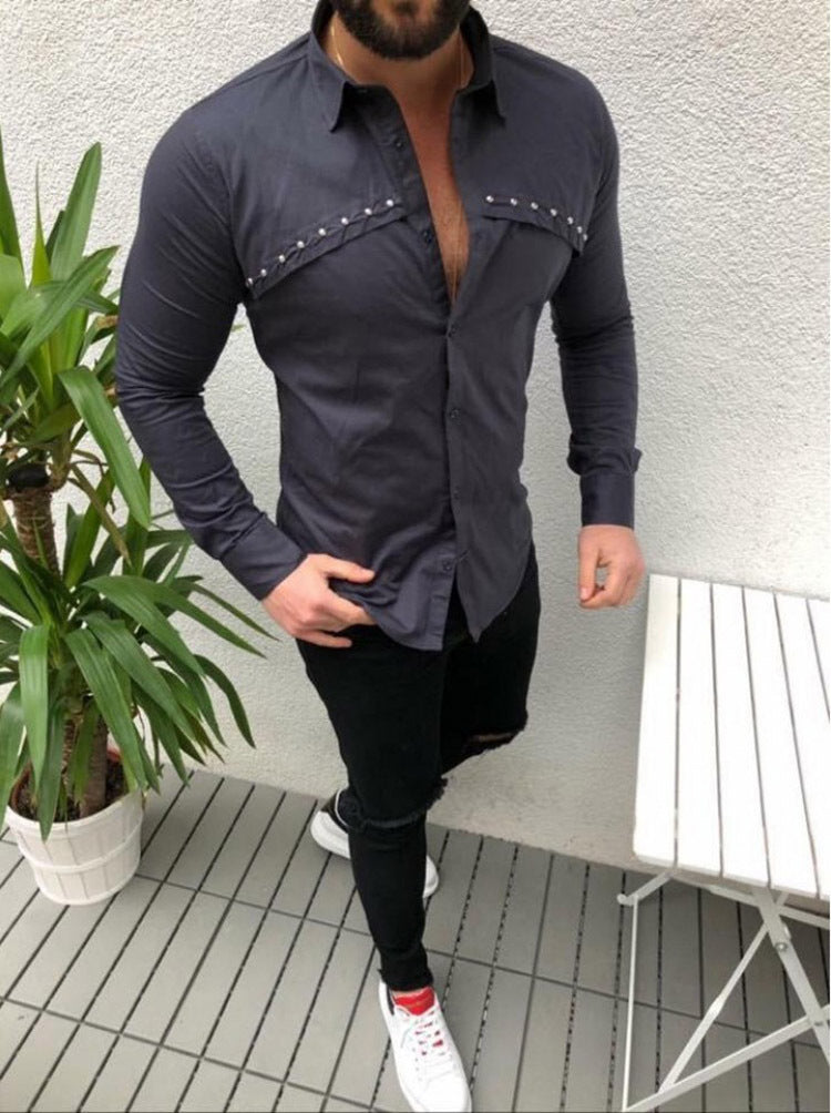 👔 Coastal Calm – Men’s Lapel Cardigan Shirt